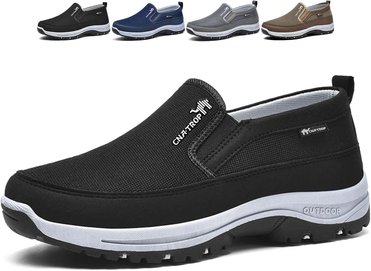 Auguscare Shoes Men, Men's Arch Support Slip-on Canvas Loafers, Men's Mesh Breathable Walking Shoes, Outdoor Casual Non Slip Orthopedic Sneakers