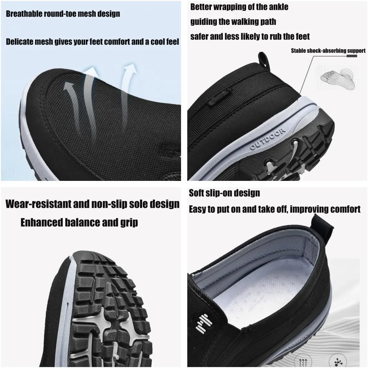 Auguscare Shoes Men, Men's Arch Support Slip-on Canvas Loafers, Men's Mesh Breathable Walking Shoes, Outdoor Casual Non Slip Orthopedic Sneakers
