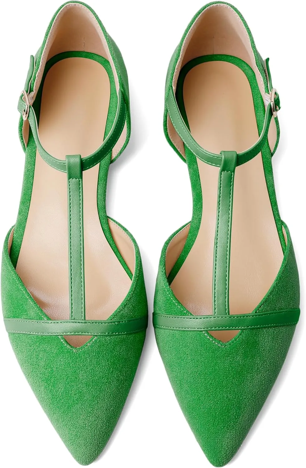 AUMOTED Women's Mary Jane Flat Pointed Toe Flats Low Heel D'Orsay Slip-on Pumps Casual Walking Shoes