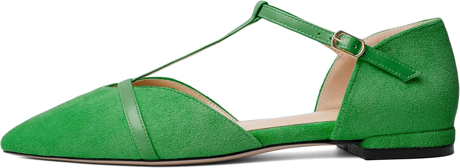 AUMOTED Women's Mary Jane Flat Pointed Toe Flats Low Heel D'Orsay Slip-on Pumps Casual Walking Shoes