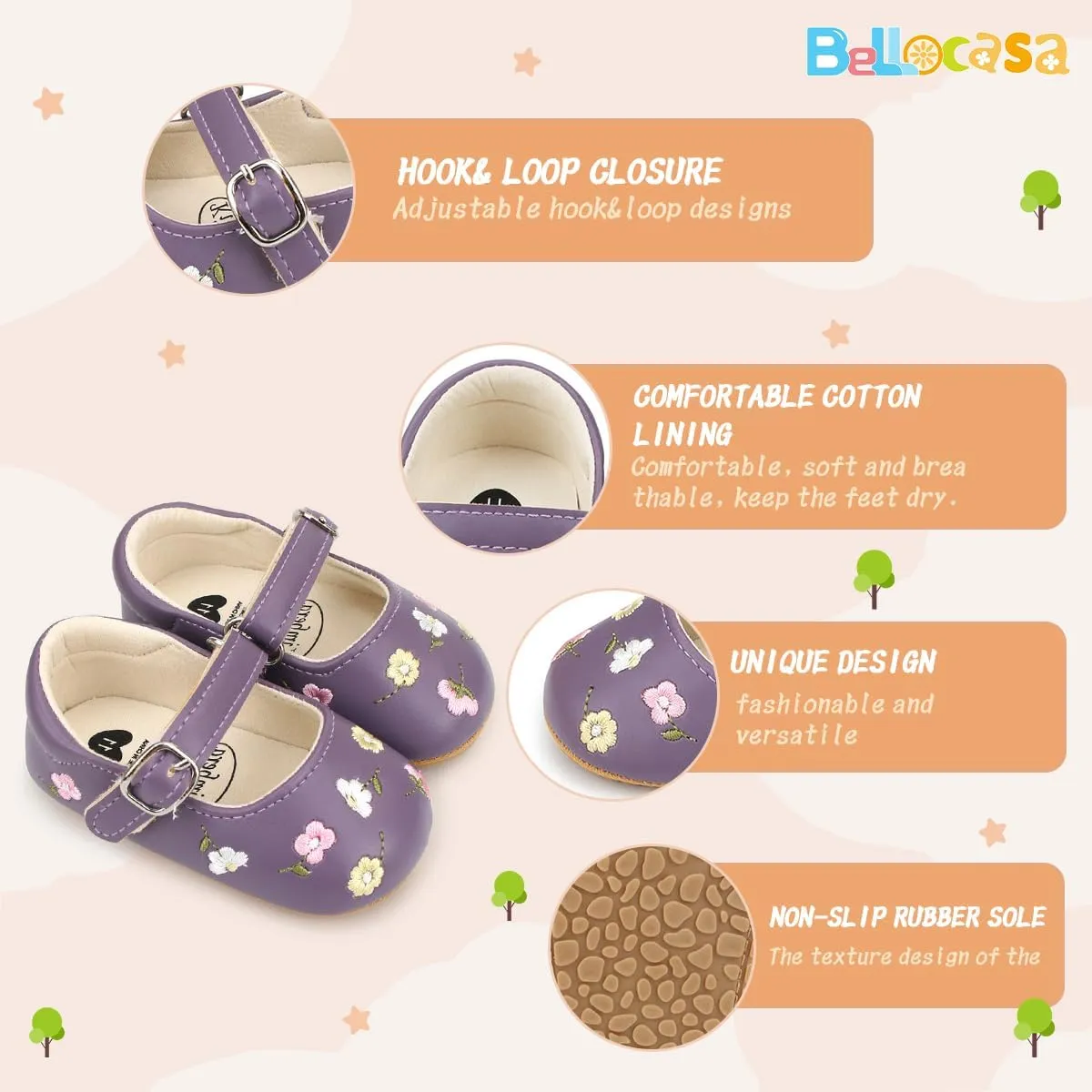 Baby Mary Jane Flats for Girls with Bowknot Cotton Anti Skid Sole Infant First Walker Princess Dress Crib Wedding Shoes