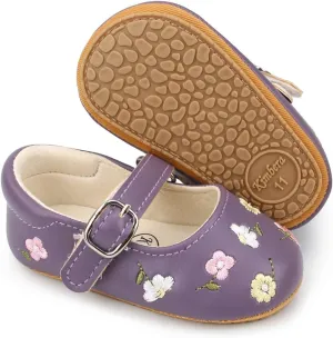 Baby Mary Jane Flats for Girls with Bowknot Cotton Anti Skid Sole Infant First Walker Princess Dress Crib Wedding Shoes