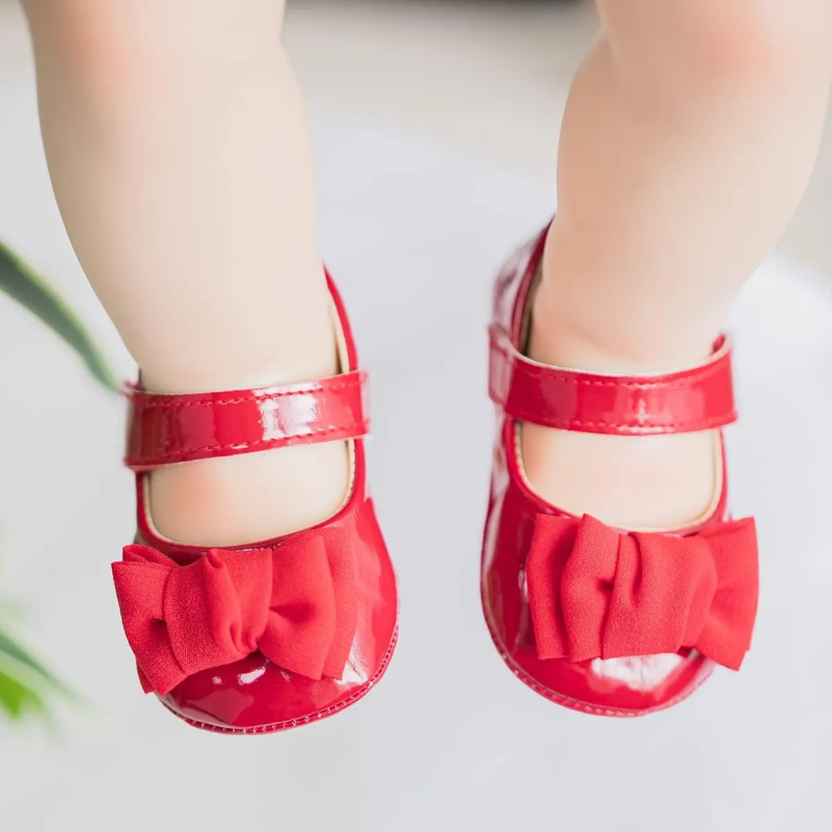 Baby Mary Jane Flats for Girls with Bowknot Cotton Anti Skid Sole Infant First Walker Princess Dress Crib Wedding Shoes