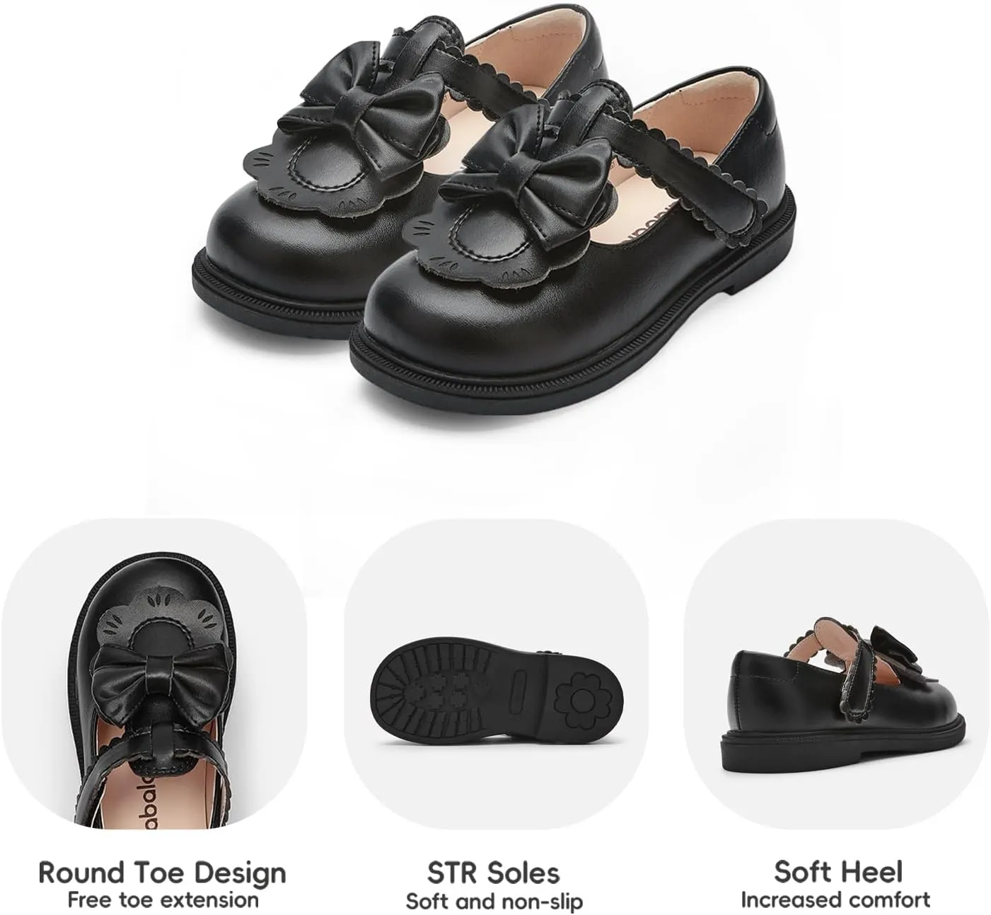 Balabala Toddler Girl Mary Jane Flats Girls Princess Dress Shoes Little Girl School Uniform Party Wedding Shoes