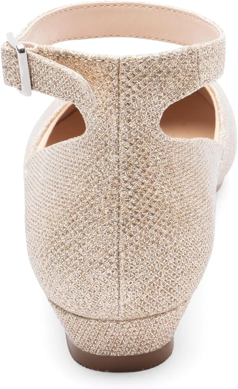Ballet Flat Shoes for Women with Ankle Strap Low Wedge Heel, Cute Flats for Women, Comfortable Casual Dress Shoes