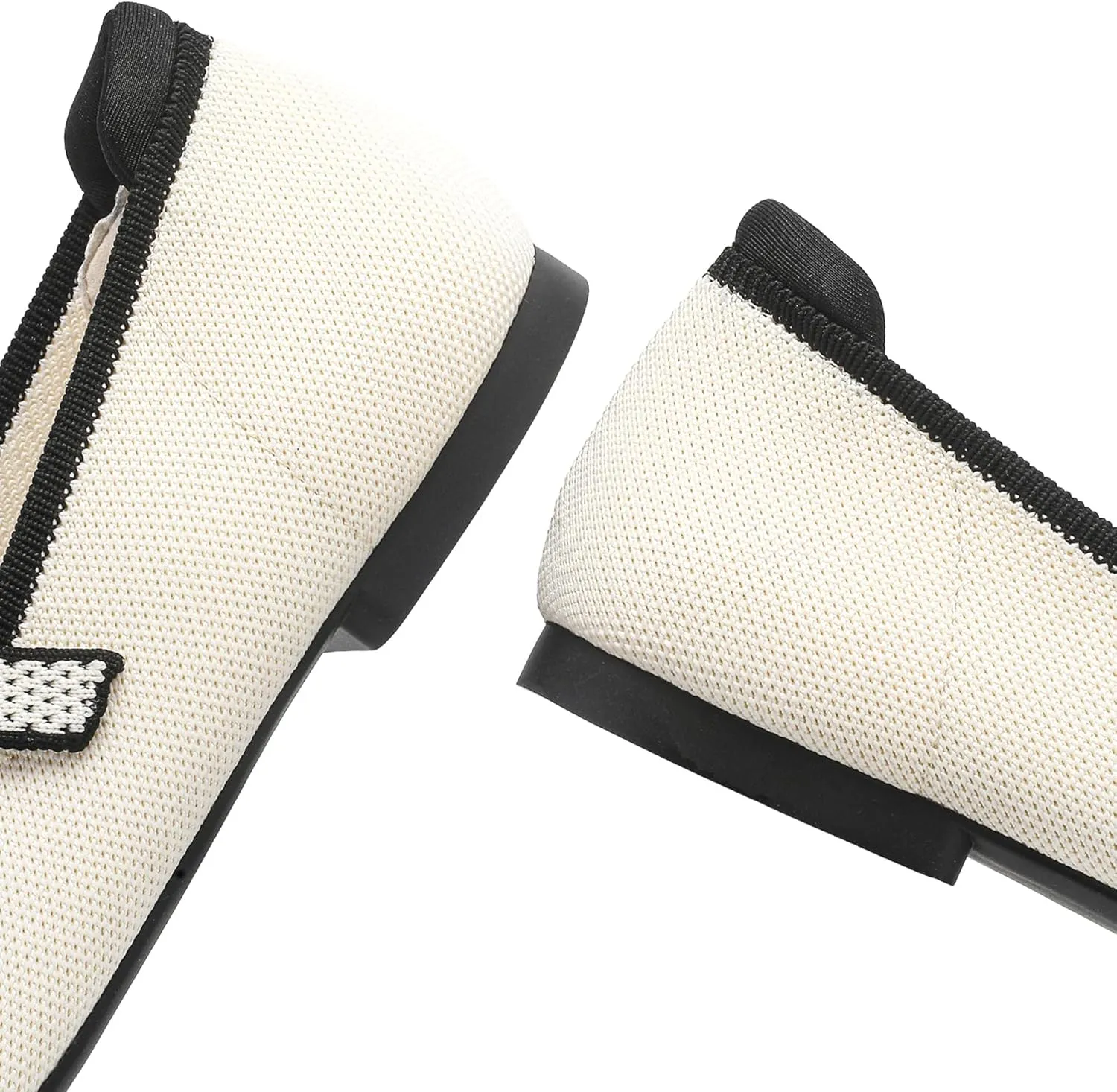Ballet Flats for Women, Square Toe Mary Jane Shoes Comfortable Dressy Flats Adjustable Straps Washable Knit Casual Office Shoes with Arch Support Latex Insole
