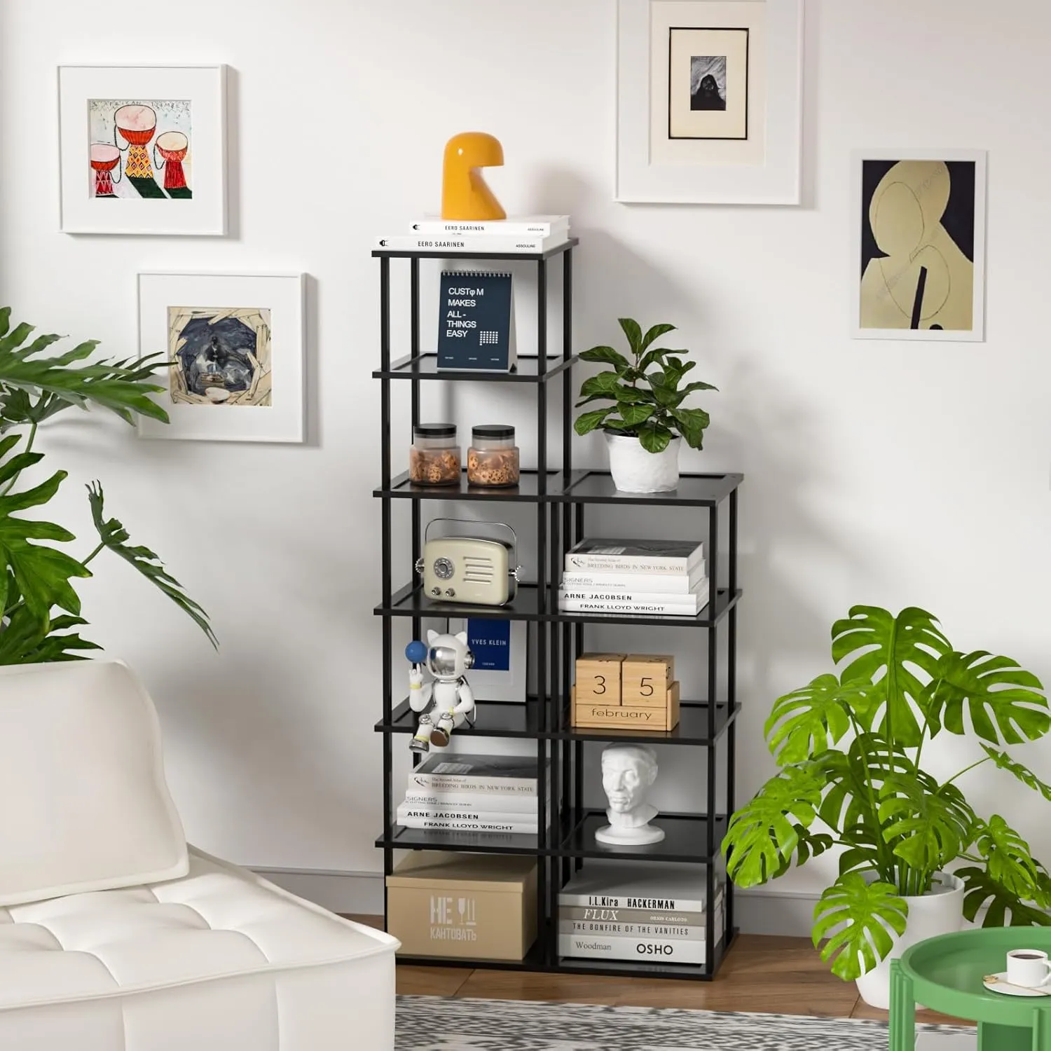 Bamboo Free Standing Shoe Rack Shelf Multi Tier Tall Wooden Stackable Shoes Rack Organizer for Closet Front Door Entrance Narrow Vertical Shoe Storage Rack for Corner Stand (Black, 12 Tiers)