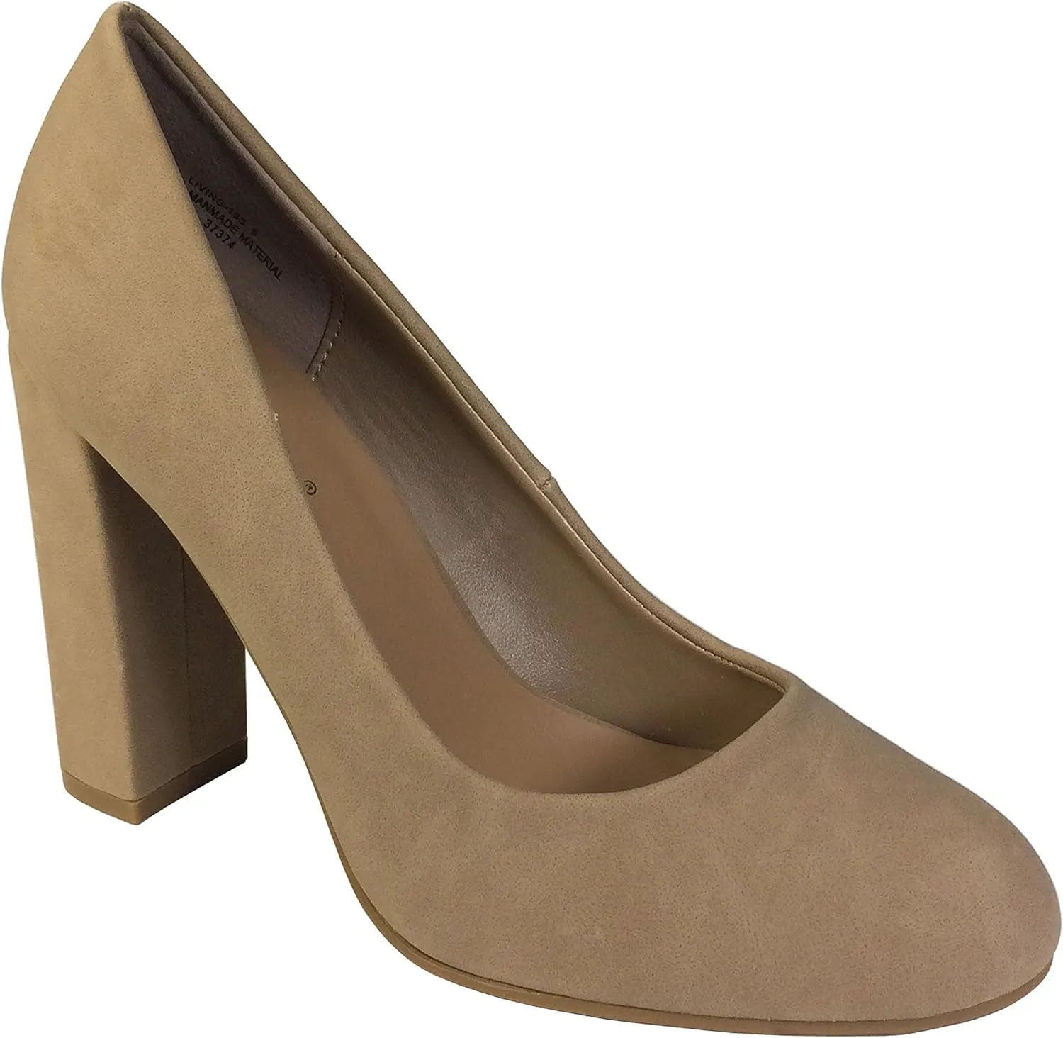 BAMBOO® Women's Chunky Heel Pump, Natural Nubuck PU, 10.0 B (M) US