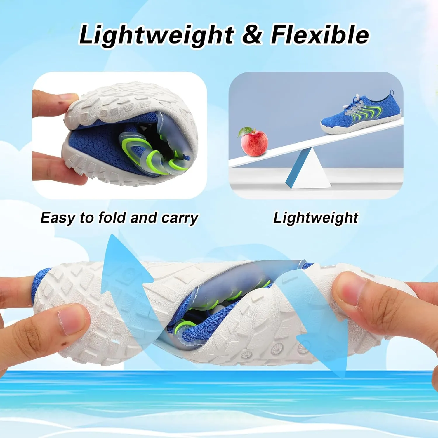 BARERUN Kids Water Shoes Boys Girls Barefoot Aqua Socks Quick Dry Breathable Sports Aqua Athletic Sneakers Wide Toe Adjustable Lightweight Beach Swim Pool Shoes