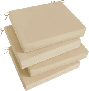 Basic Beyond Indoor/Outdoor Chair Cushions, Waterproof Patio Furniture Cushions - Square Corner Seat Cushions for Patio Furniture with Ties, 18.5"x16"x3", Beige, 4 Count (Pack of 1)