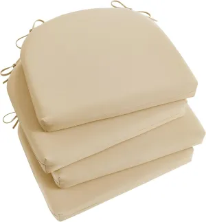 Basic Beyond Outdoor Chair Cushions Set of 4, Outdoor Cushions for Patio Furniture, Water Resistant Patio Chair Cushions with 2 Ties, 17x16x2, Beige