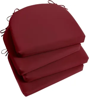 Basic Beyond Outdoor Chair Cushions Set of 4, Outdoor Cushions for Patio Furniture, Water Resistant Patio Chair Cushions with 2 Ties, 17x16x2, Burgundy