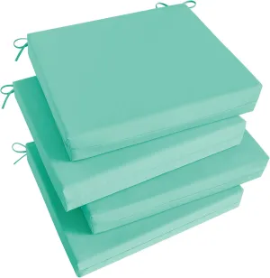 Basic Beyond Outdoor Chair Cushions Set of 4, Square Corner Outdoor Cushions for Patio Furniture, Water Resistant Patio Chair Cushions with 2 Ties, 18.5x16x3, Aqua Blue
