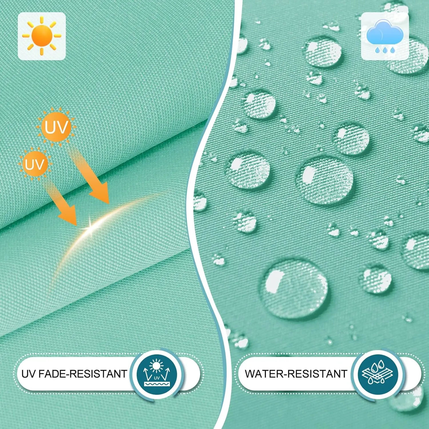 Basic Beyond Outdoor Chair Cushions Set of 4, Square Corner Outdoor Cushions for Patio Furniture, Water Resistant Patio Chair Cushions with 2 Ties, 18.5x16x3, Aqua Blue