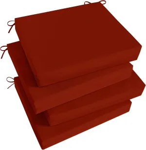 Basic Beyond Outdoor Chair Cushions Set of 4, Square Corner Outdoor Cushions for Patio Furniture, Water Resistant Patio Chair Cushions with 2 Ties, 18.5x16x3, Brick Red