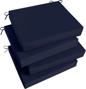 Basic Beyond Outdoor Chair Cushions Set of 4, Square Corner Outdoor Cushions for Patio Furniture, Water Resistant Patio Chair Cushions with 2 Ties, 18.5x16x3, Navy