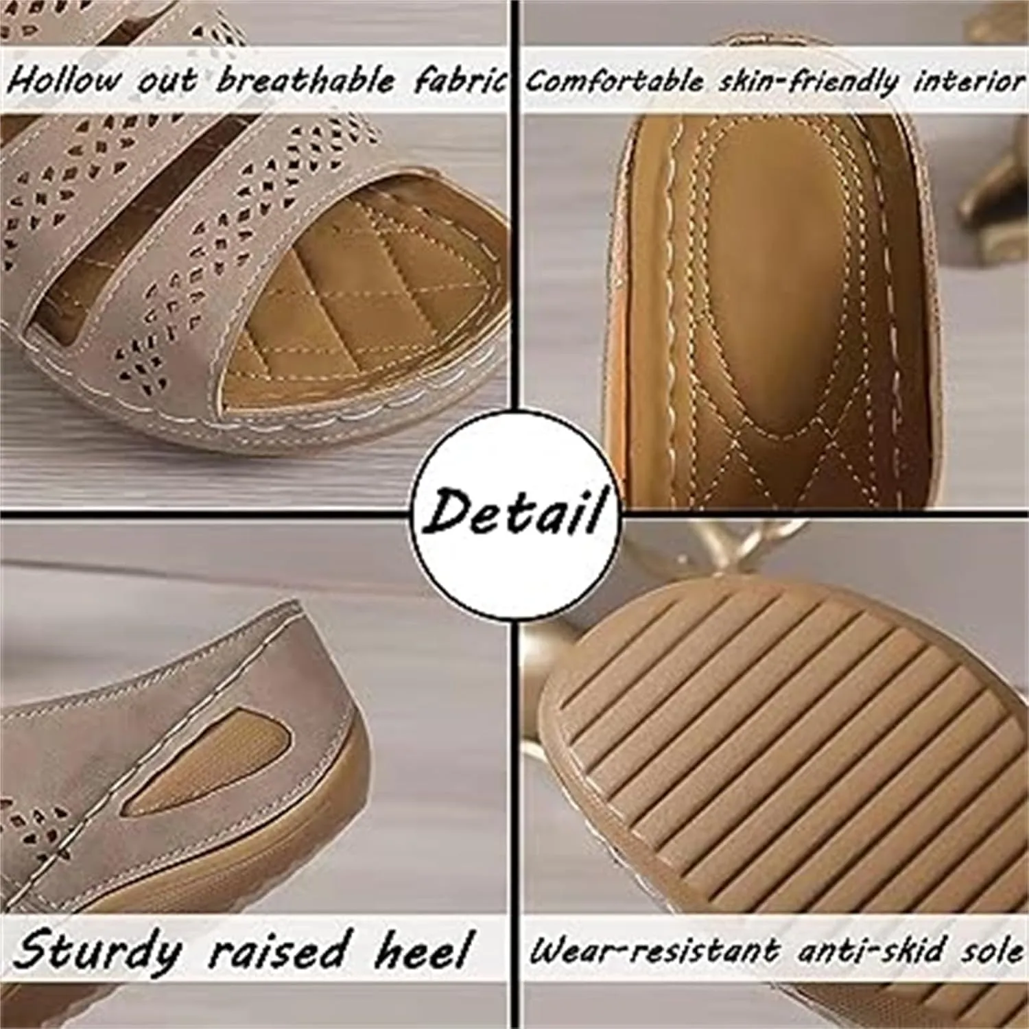 BBPM Orthopedic Sandals for Women Arch Support Open Toe Platform Slipper Peep Toe Hollow Out Slippers Roman Slip On Comfortable Walking Wedge Leather Beach Travel Shoes