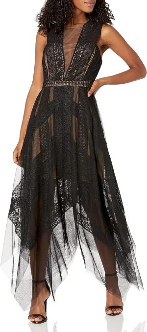 BCBGMAXAZRIA Women's Flowy Lace Cocktail Dress