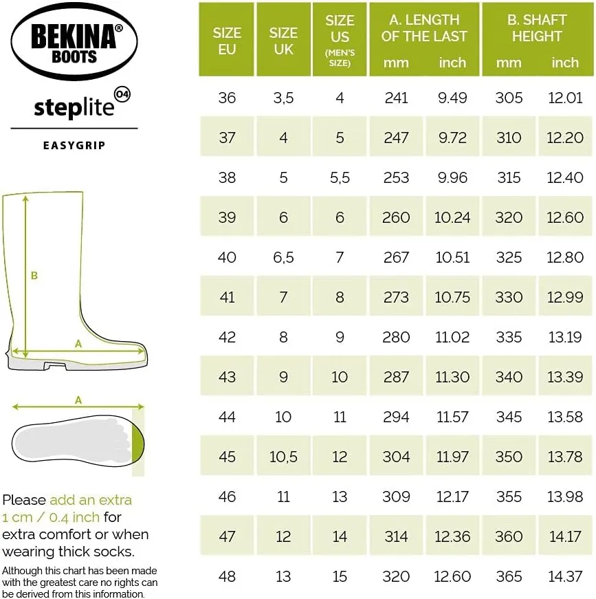 Bekina Steplite EasyGrip O4 Waterproof Wellington Boots for Men and Women - Ultra Lightweight Non Slip Work Boots with SRC Certified Traction Outsoles