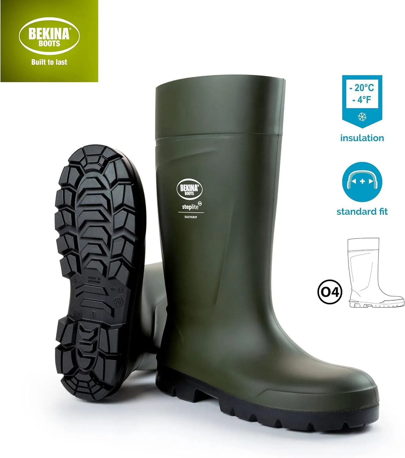 Bekina Steplite EasyGrip O4 Waterproof Wellington Boots for Men and Women - Ultra Lightweight Non Slip Work Boots with SRC Certified Traction Outsoles