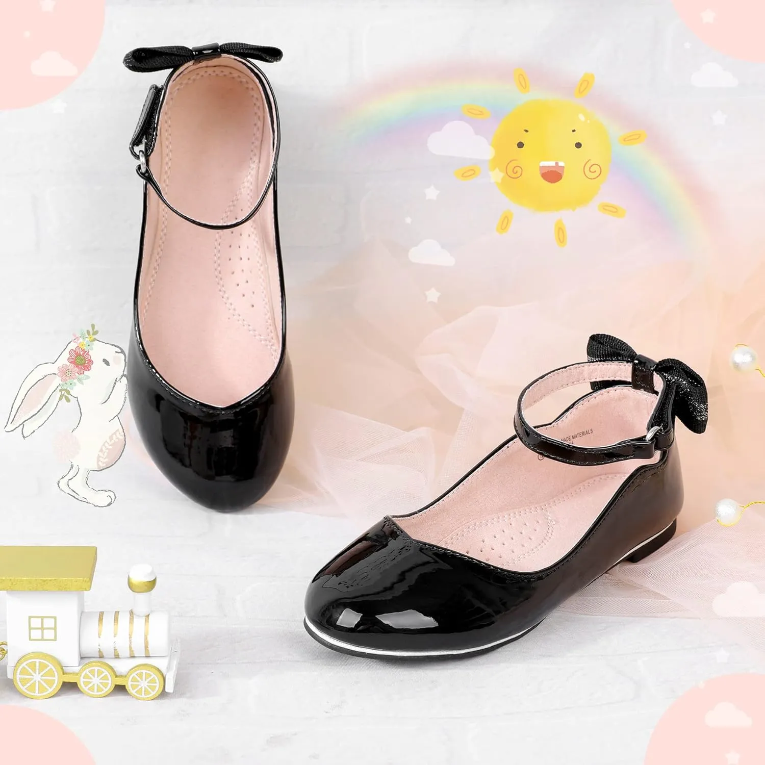 Bigwow Girls Mary Jane Dress Shoes Princess Ballet Flats with Bow Wedding Party Flower Girl Back to School Shoes for Little/Big Kids