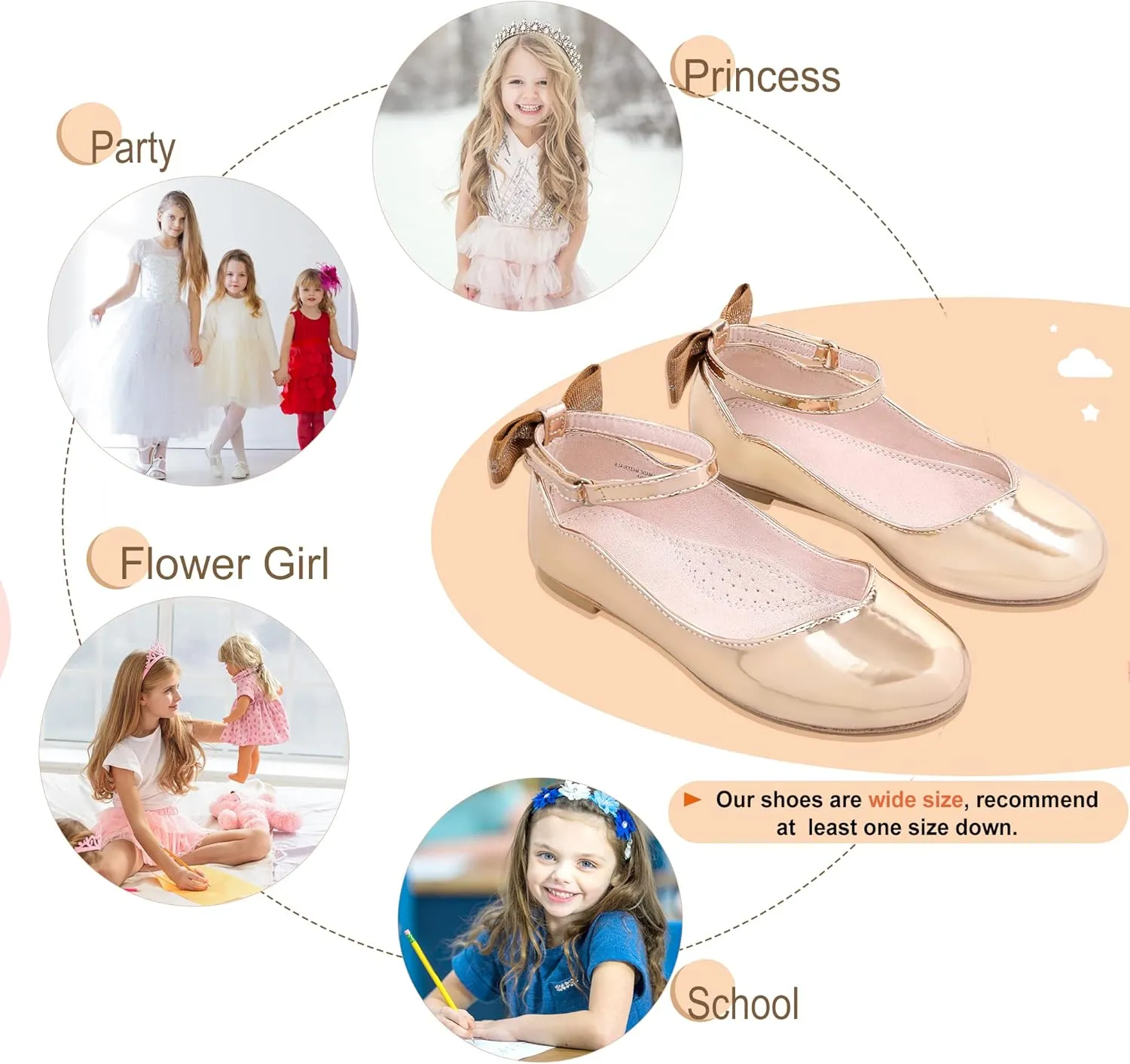 Bigwow Girls Mary Jane Dress Shoes Princess Ballet Flats with Bow Wedding Party Flower Girl Back to School Shoes for Little/Big Kids
