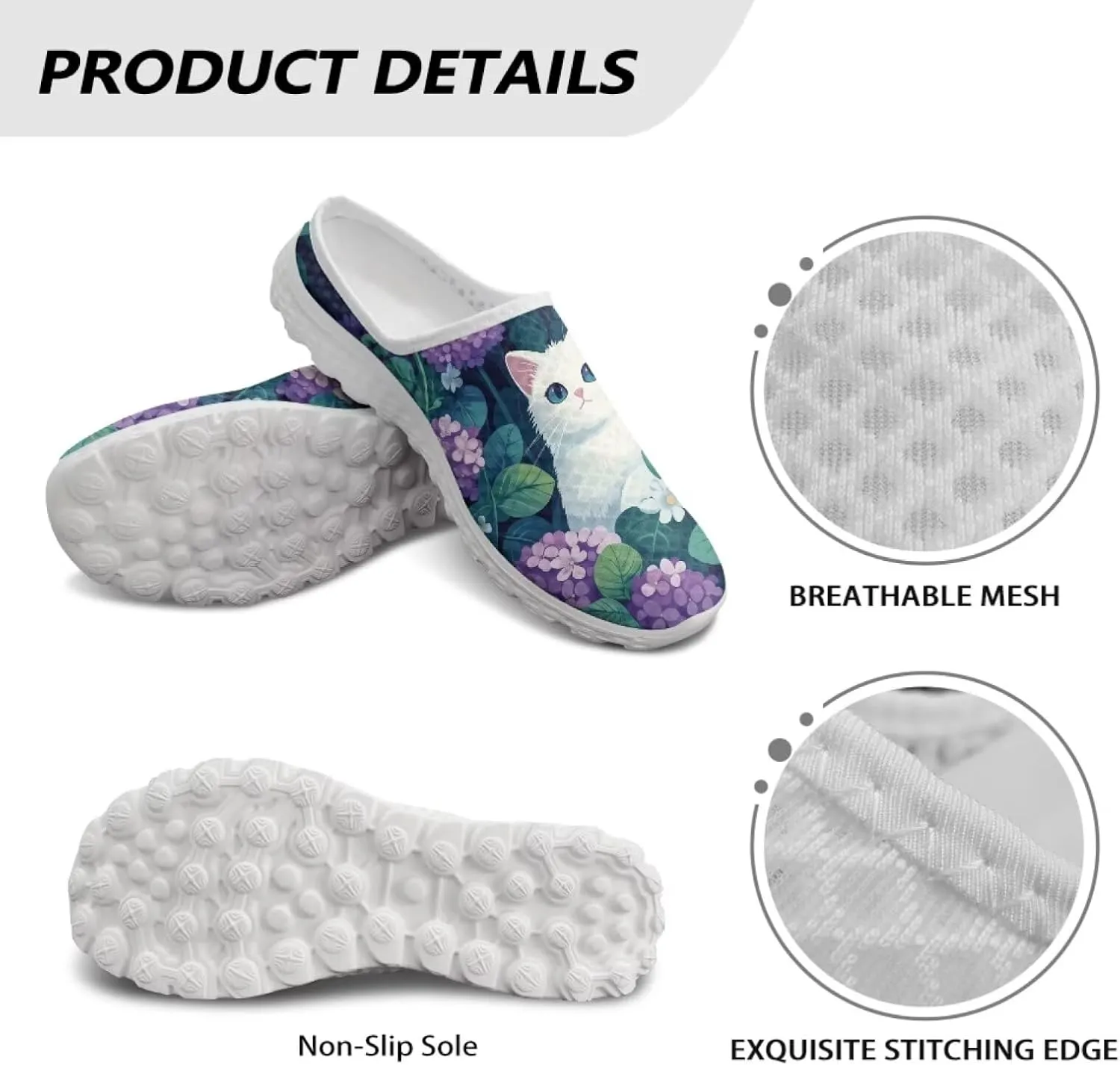 Binienty Clogs for Women Slip on Mesh Mule Shoes Arch Support Garden Clogs with EVA Sole