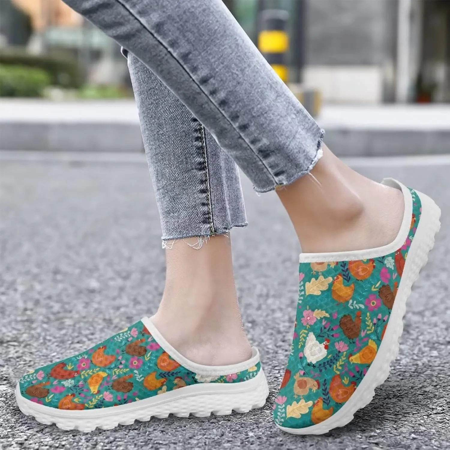 Binienty Women Mules Breathable Mesh Slip on Backless Walking Sneakers for Outings Shopping Camping