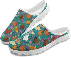 Binienty Women Mules Breathable Mesh Slip on Backless Walking Sneakers for Outings Shopping Camping