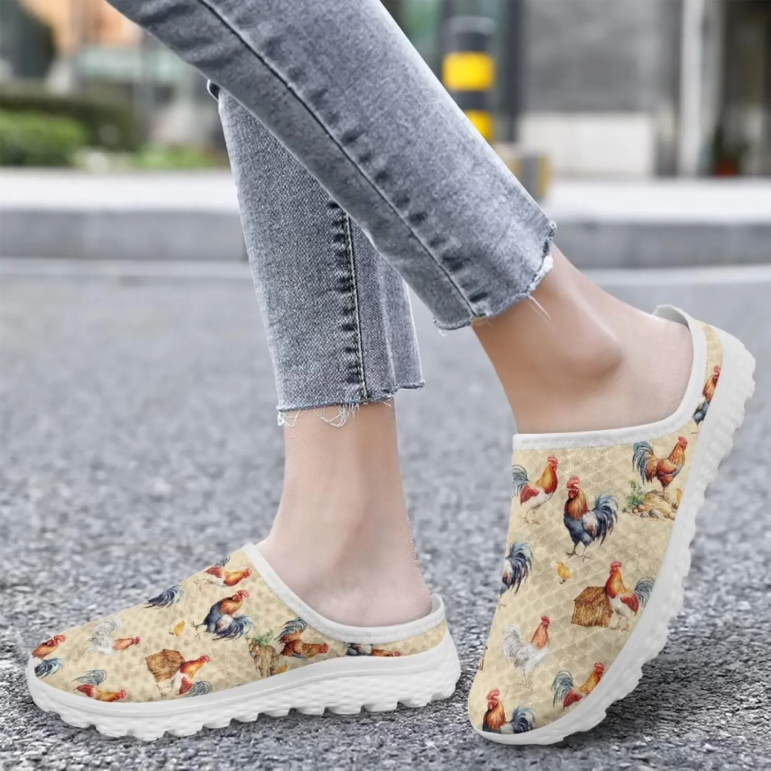 Binienty Women Mules Breathable Mesh Slip on Backless Walking Sneakers for Outings Shopping Camping