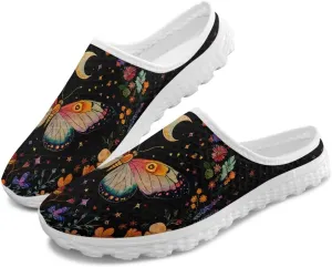 Binienty Women's Arch Support Round Toe Garden Clogs Slip On Breathable Mule Sneakers Wide Width Homen Slippers for Indoor Outdoor