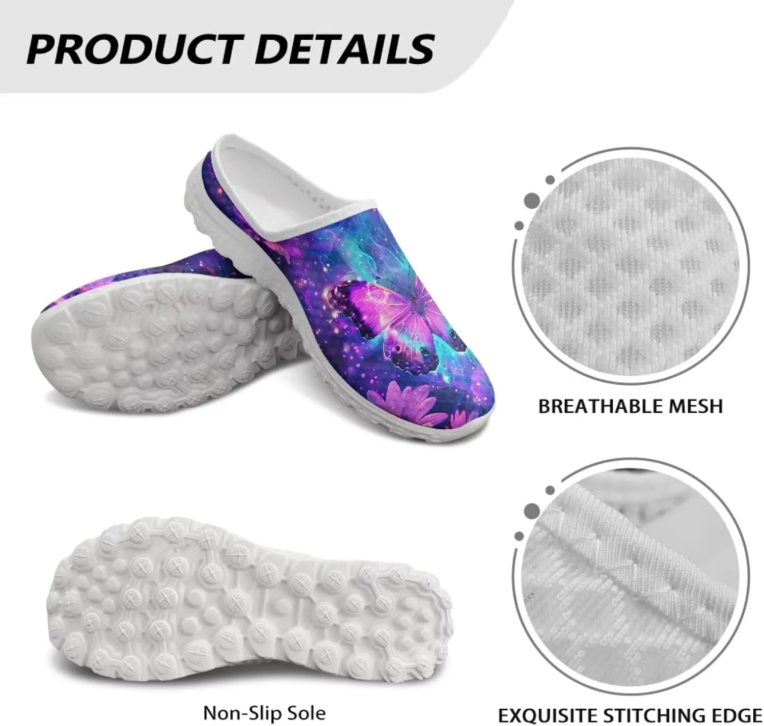 Binienty Women's Arch Support Round Toe Garden Clogs Slip On Breathable Mule Sneakers Wide Width Homen Slippers for Indoor Outdoor
