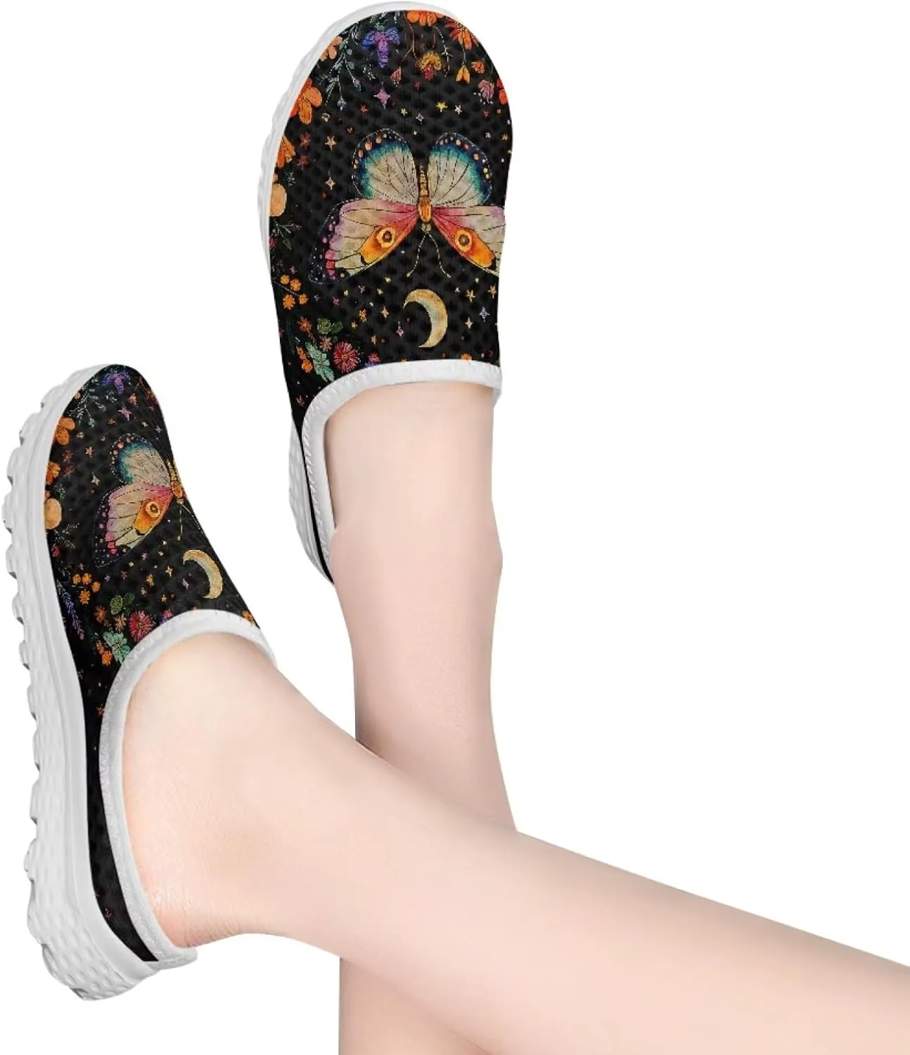 Binienty Women's Arch Support Round Toe Garden Clogs Slip On Breathable Mule Sneakers Wide Width Homen Slippers for Indoor Outdoor