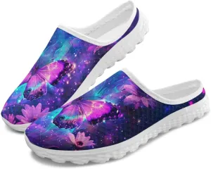 Binienty Women's Arch Support Round Toe Garden Clogs Slip On Breathable Mule Sneakers Wide Width Homen Slippers for Indoor Outdoor