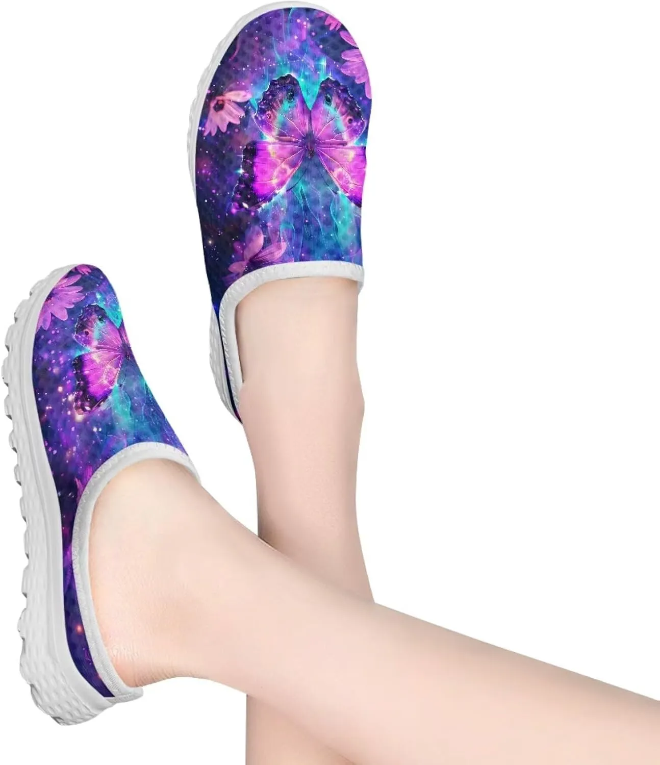 Binienty Women's Arch Support Round Toe Garden Clogs Slip On Breathable Mule Sneakers Wide Width Homen Slippers for Indoor Outdoor