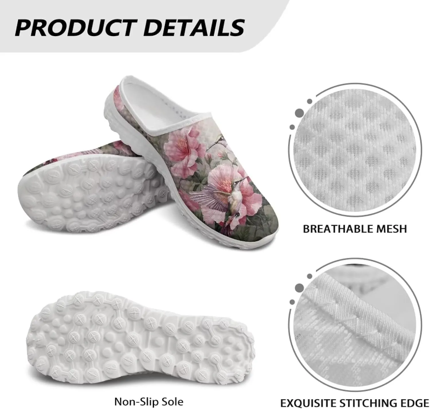 Binienty Womens Mule Shoes Slip on Mesh Garden Clogs Fashion Four Seasons Walking Shoe Outdoor Footwear