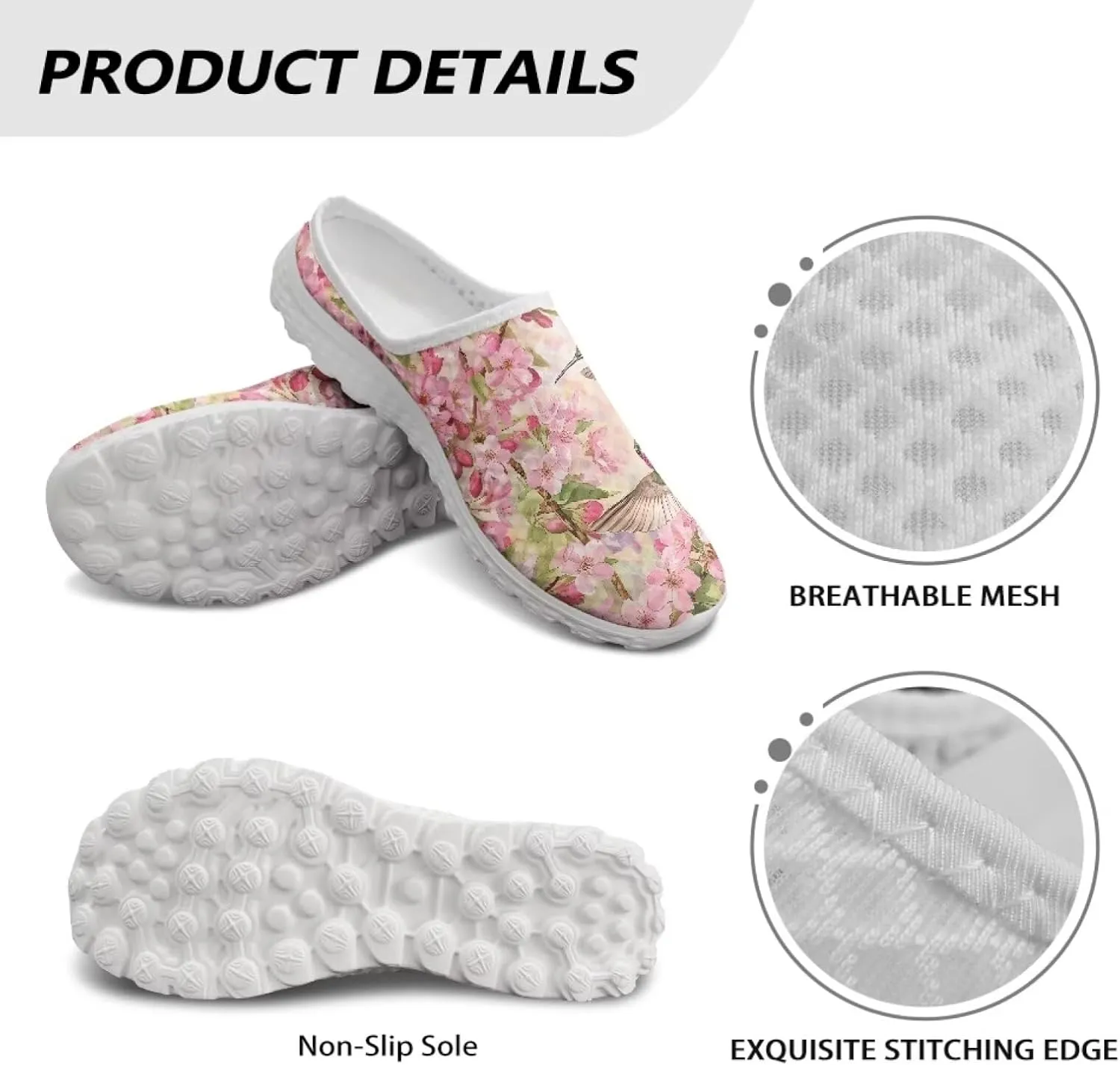 Binienty Womens Mule Shoes Slip on Mesh Garden Clogs Fashion Four Seasons Walking Shoe Outdoor Footwear