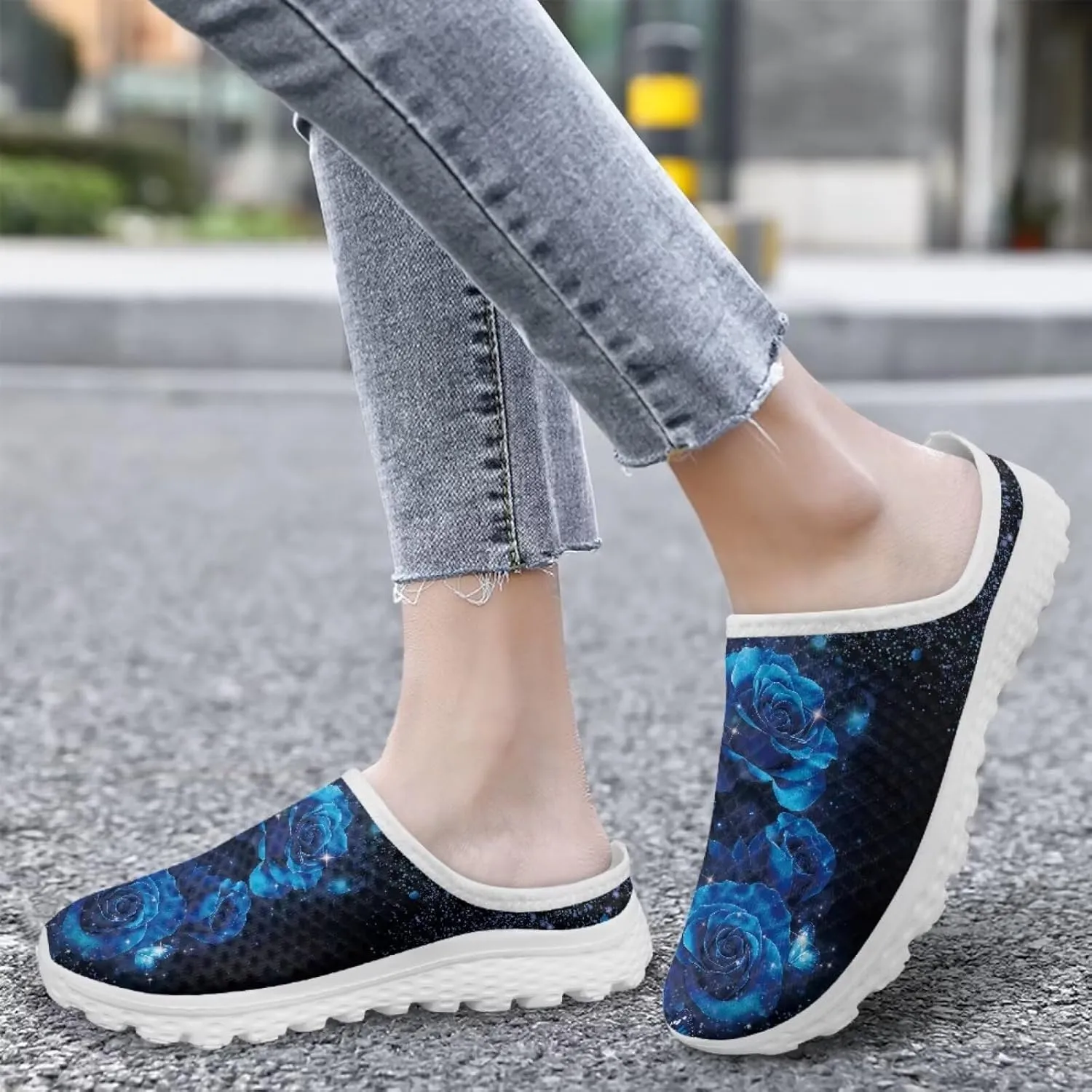Binienty Womens Mules & Clogs with Arch Support Breathable Mesh Slip On Walking Shoes for Outings Shopping Camping