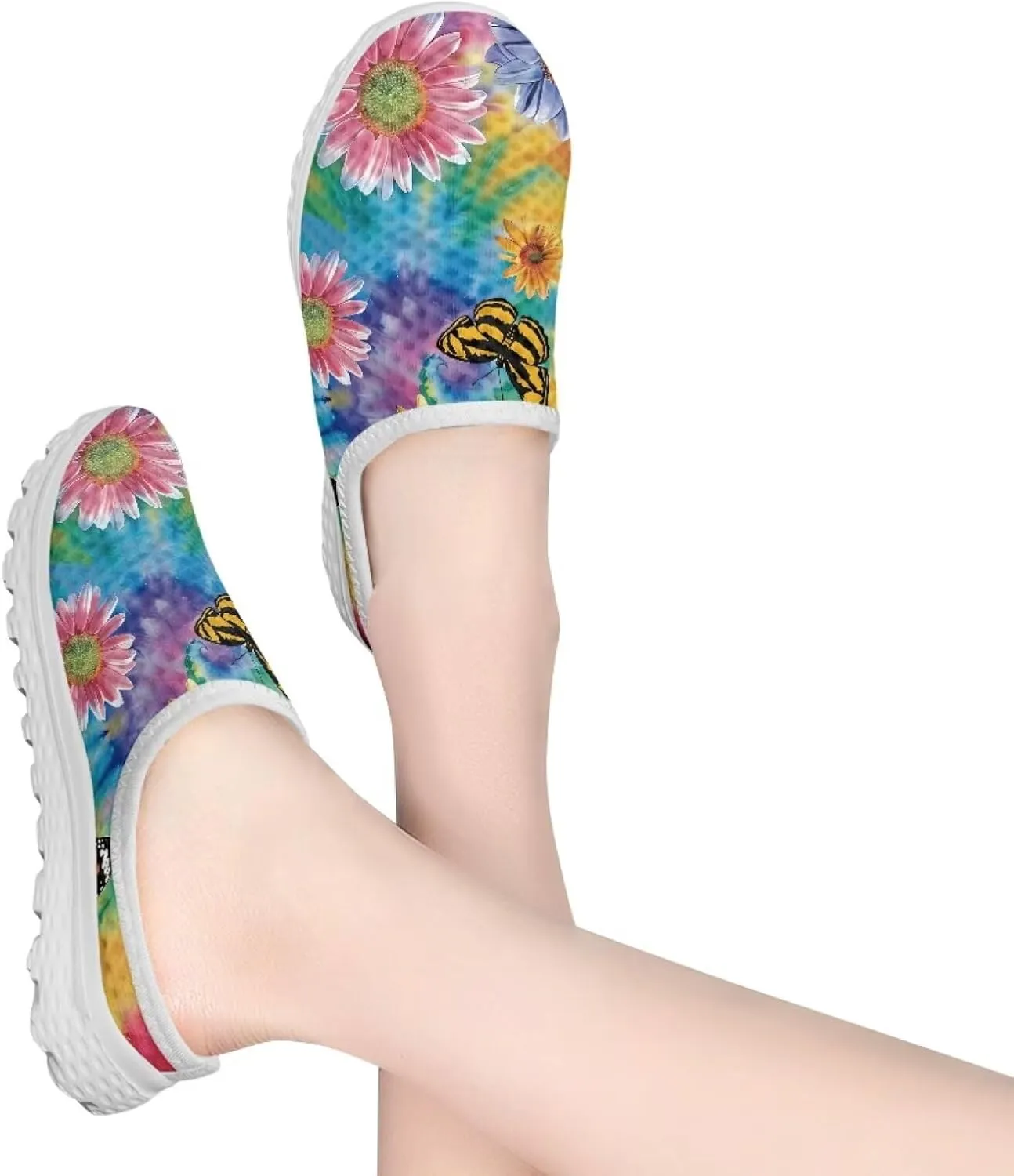 Binienty Womens Mules & Clogs with Arch Support Breathable Mesh Slip On Walking Shoes for Outings Shopping Camping