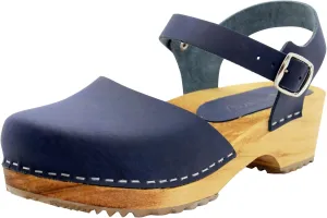Bjork Alma Low-Heel Wooden Swedish Clog Sandals