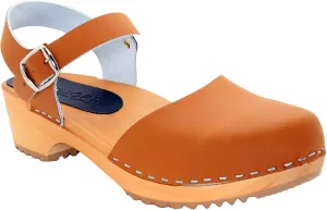 Bjork Alma Low-Heel Wooden Swedish Clog Sandals