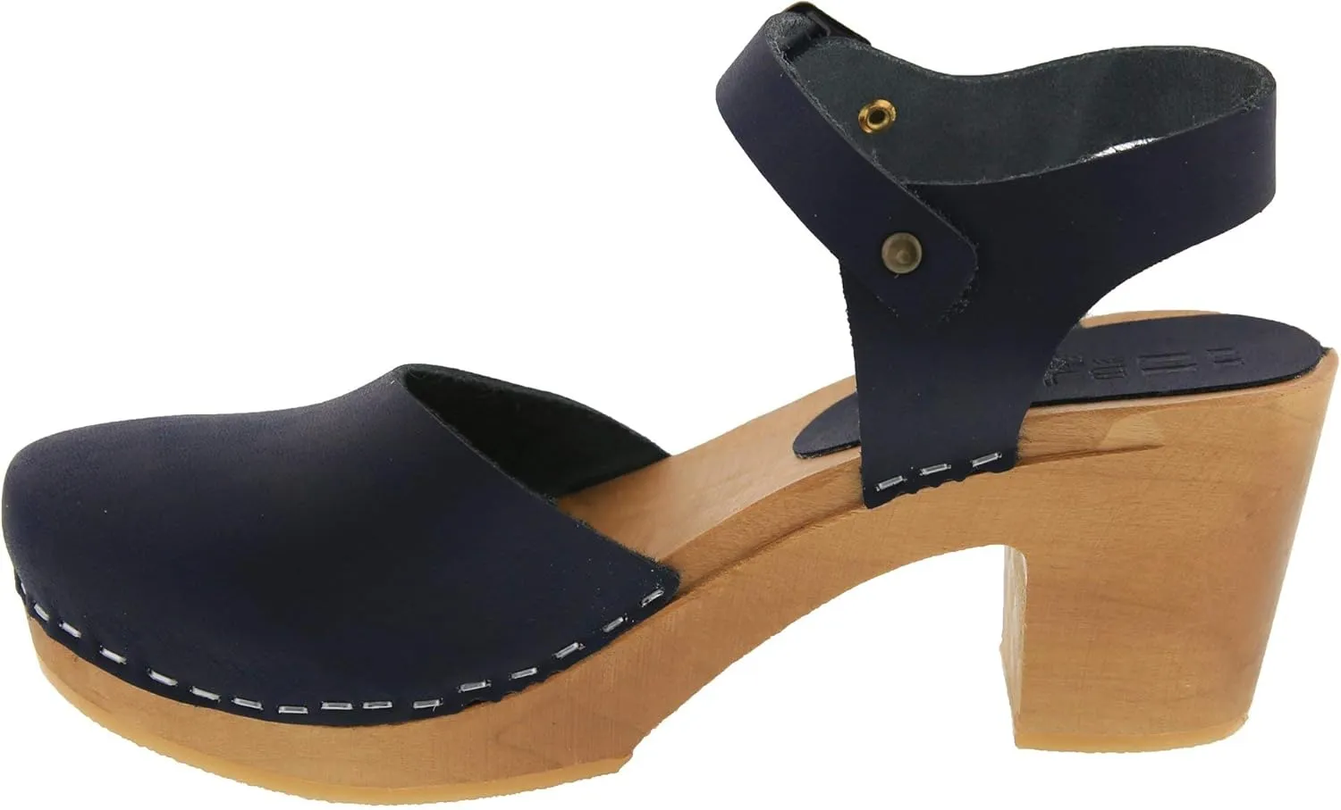 Bjork Margareta Mid-Heel Wooden Swedish Clog Sandals
