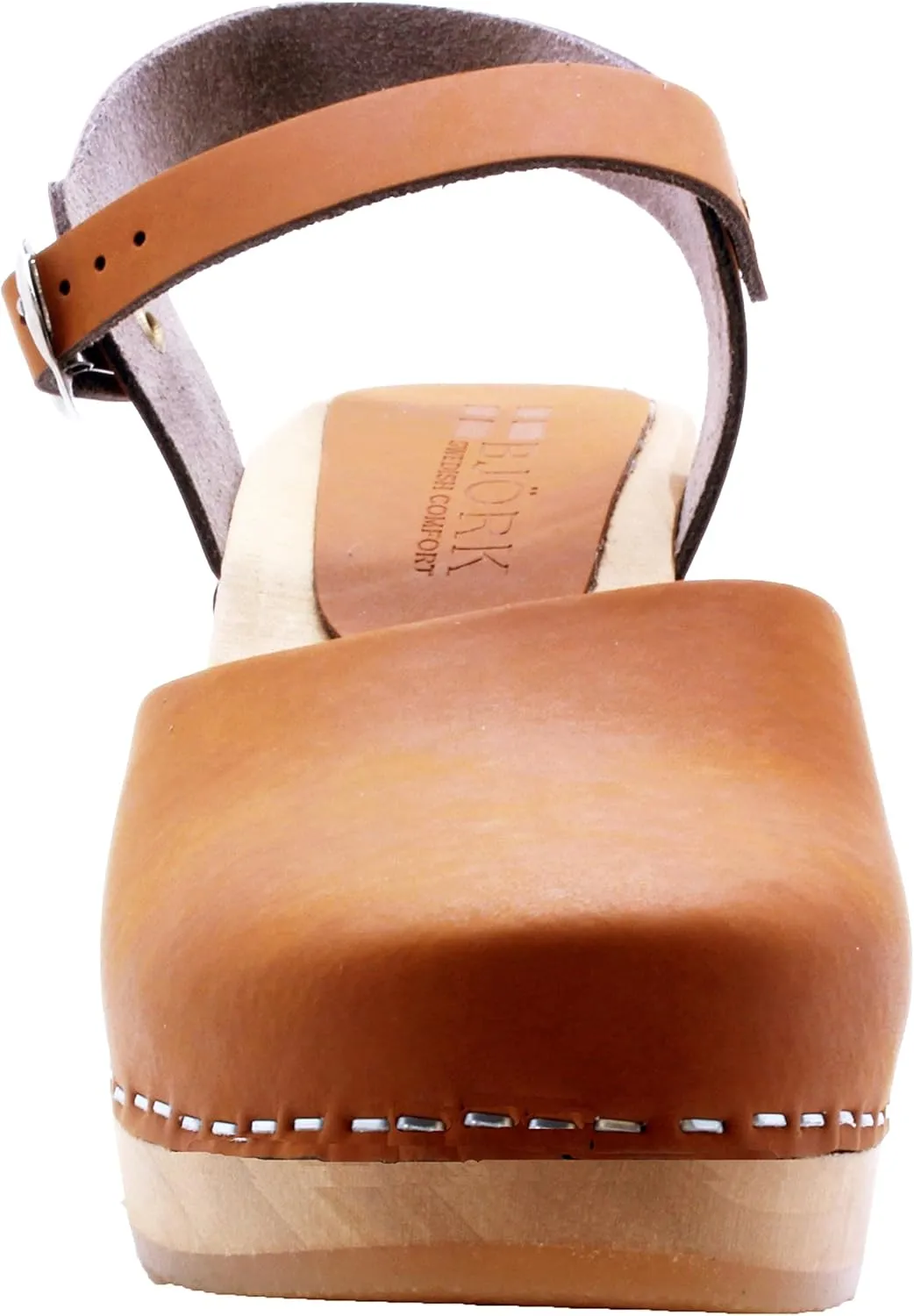 Bjork Margareta Mid-Heel Wooden Swedish Clog Sandals