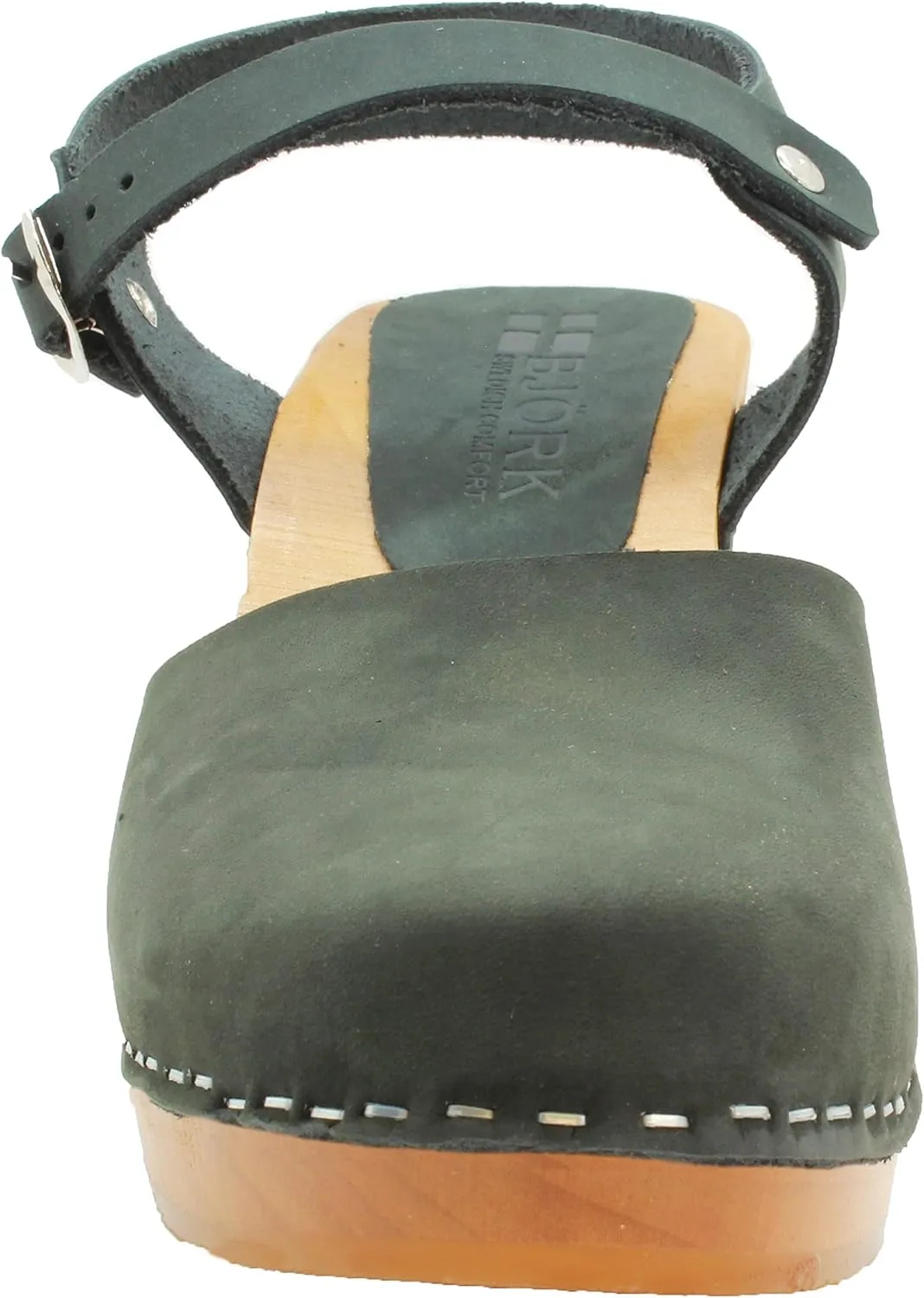Bjork Margareta Mid-Heel Wooden Swedish Clog Sandals