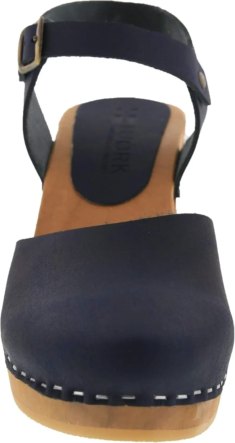 Bjork Margareta Mid-Heel Wooden Swedish Clog Sandals