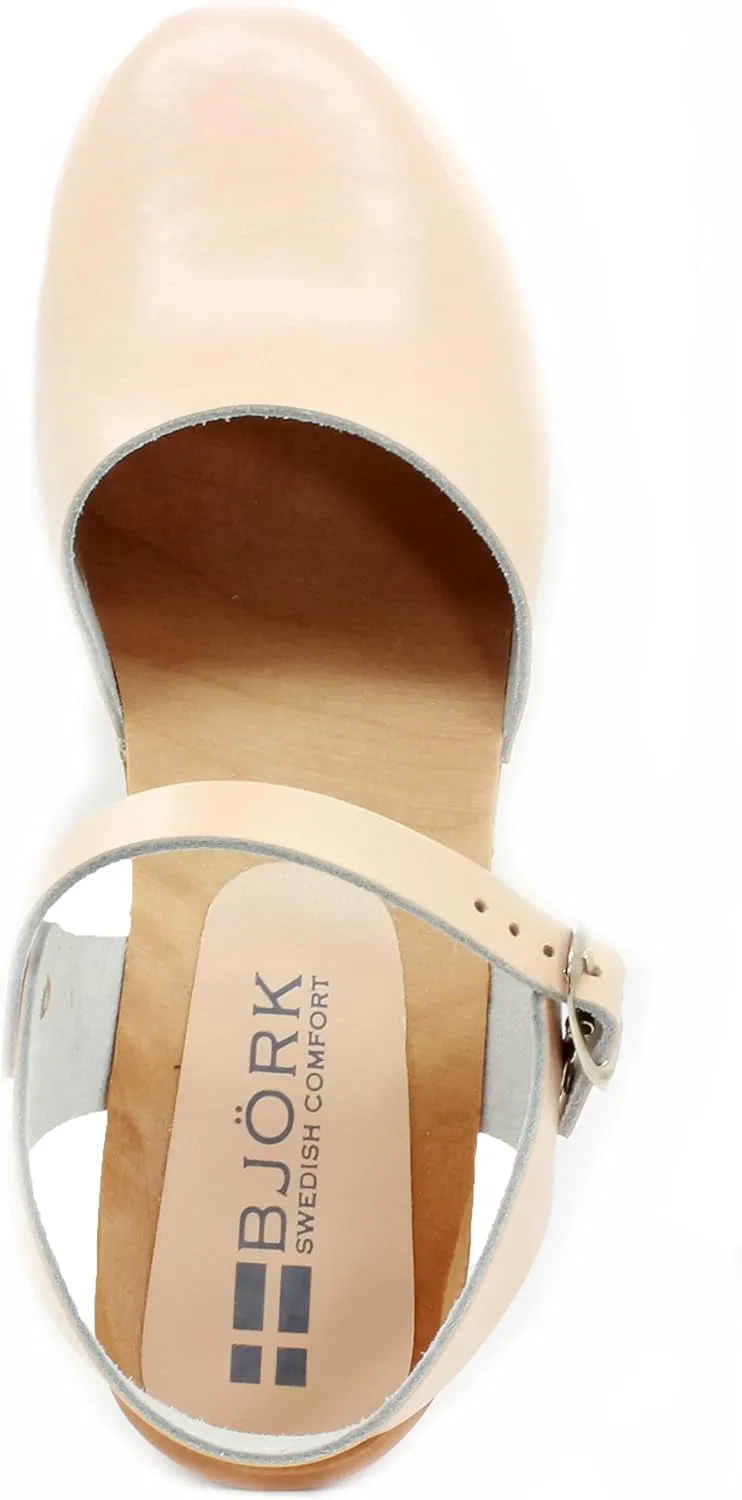 Bjork Margareta Mid-Heel Wooden Swedish Clog Sandals
