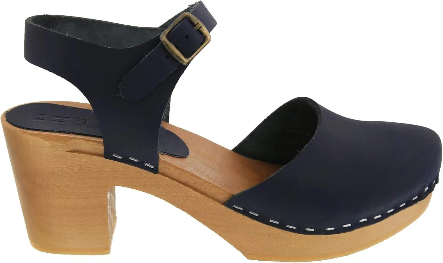 Bjork Margareta Mid-Heel Wooden Swedish Clog Sandals