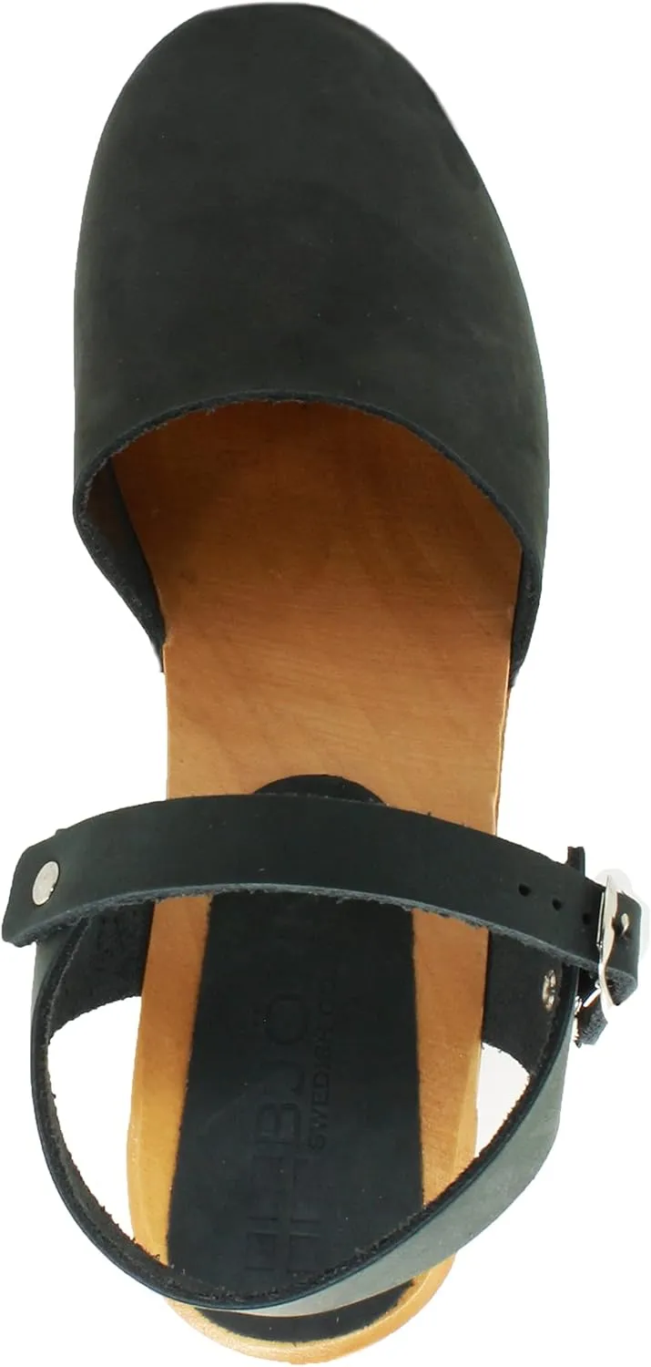 Bjork Margareta Mid-Heel Wooden Swedish Clog Sandals