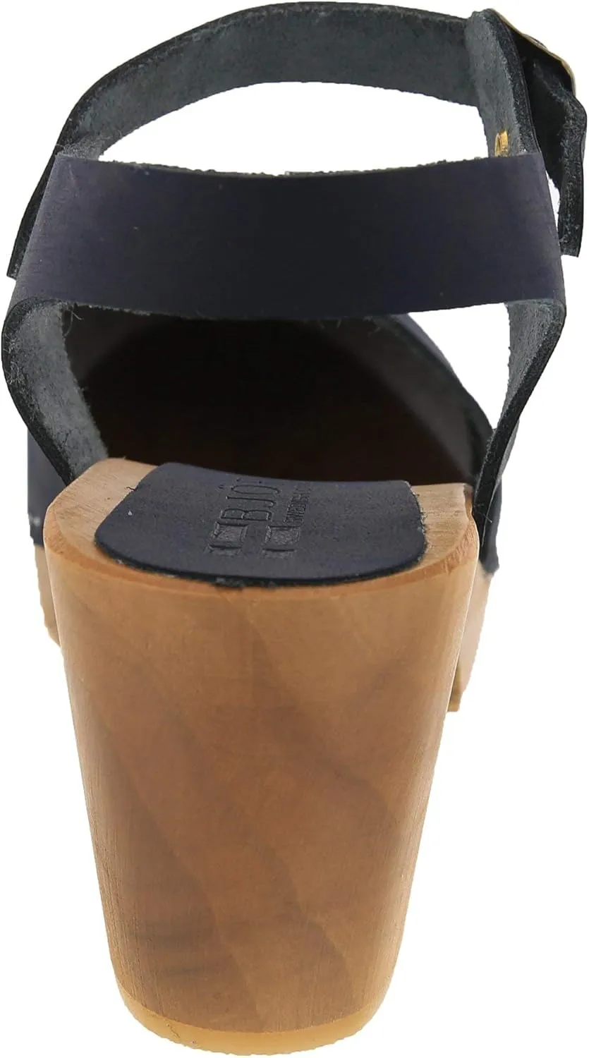 Bjork Margareta Mid-Heel Wooden Swedish Clog Sandals