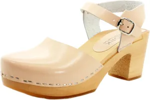 Bjork Margareta Mid-Heel Wooden Swedish Clog Sandals